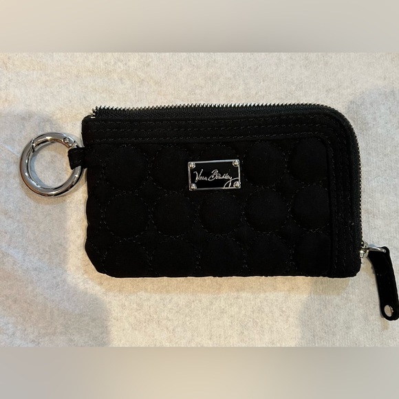 Vera Bradley Handbags - Vera Bradley Black Quilted Zip Card Case with Logo Plate